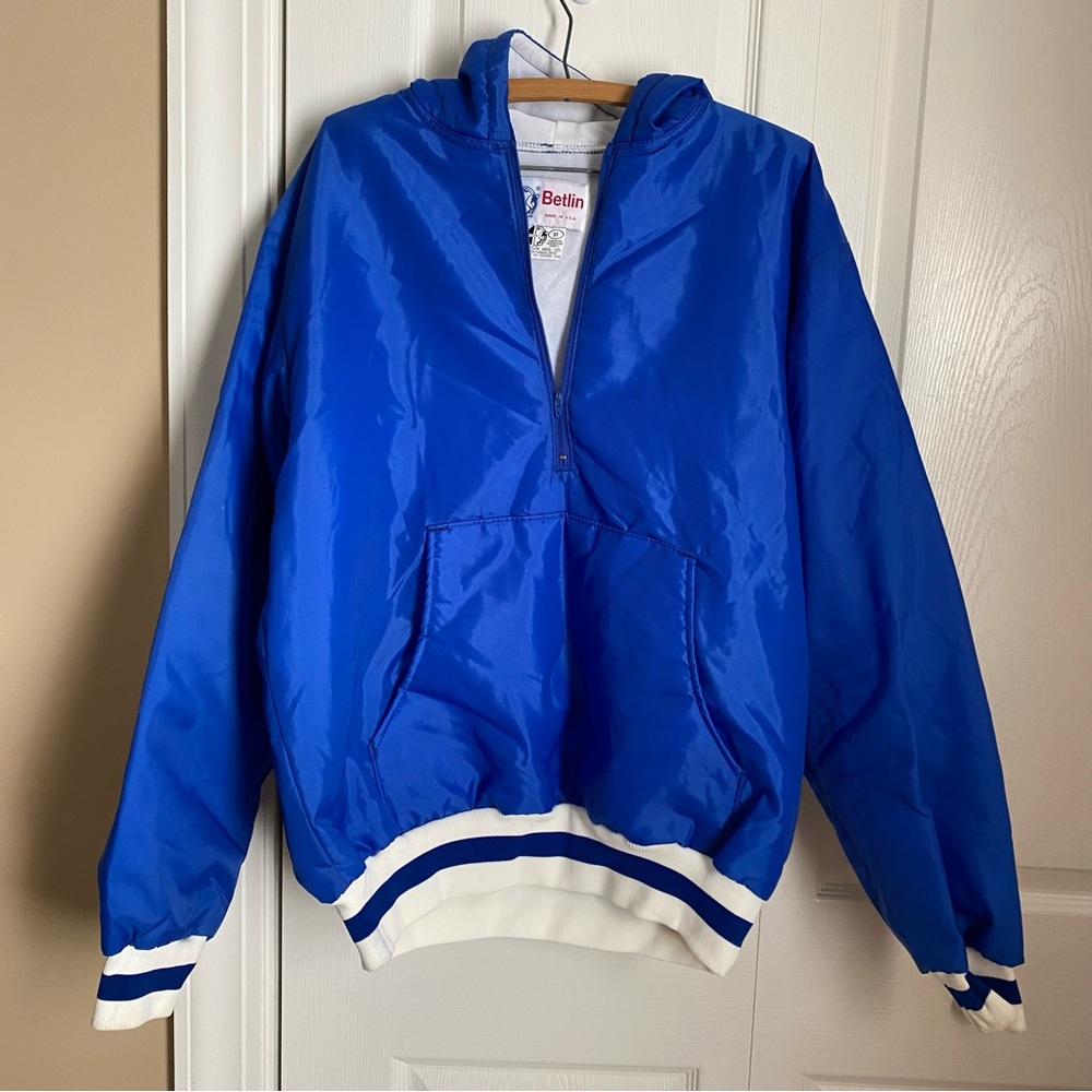 Betlin Royal Blue Windbreaker Pullover Hooded Sporty Varsity Jacket Oversized M